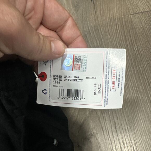 NWT Champion NC State Wolfpack Fleece Joggers Black Mens Small Sweatpants NEW - Picture 2 of 4